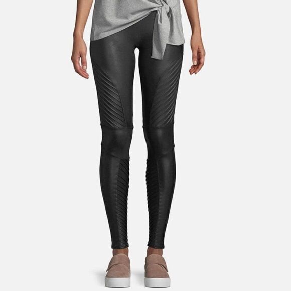 Spanx Faux Leather Moto Leggings Very Black Size XS Womens High Waist Shaping - Picture 11 of 11